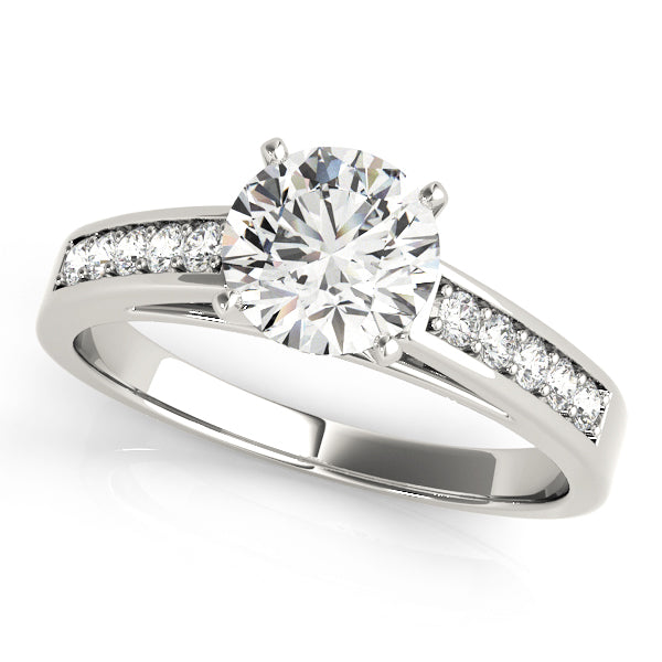 Statement Channel-Set Round Diamond Engagement Ring — 9K/18K Gold & Platinum