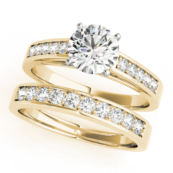 Statement Channel-Set Round Diamond Engagement Ring — 9K/18K Gold & Platinum