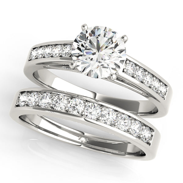 Statement Channel-Set Round Diamond Engagement Ring — 9K/18K Gold & Platinum