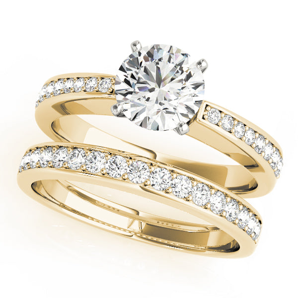 Lustrous Channel-Set Round Diamond Engagement Ring — 9K/18K Gold & Platinum