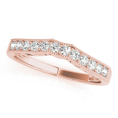 Prong Set Milgrain Curved Half Eternity Ring in Gold & Platinum