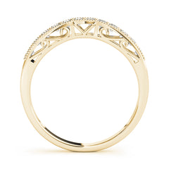 Prong Set Milgrain Curved Half Eternity Ring in Gold & Platinum