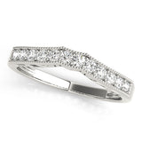 Prong Set Milgrain Curved Half Eternity Ring in Gold & Platinum