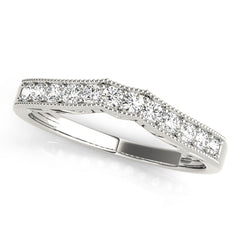 Prong Set Milgrain Curved Half Eternity Ring in Gold & Platinum