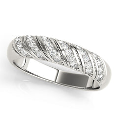 Pave Half Eternity Ring in Gold & Platinum