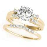 Crowned Cluster Sides Round Diamond Engagement Ring — 9K/18K Gold & Platinum