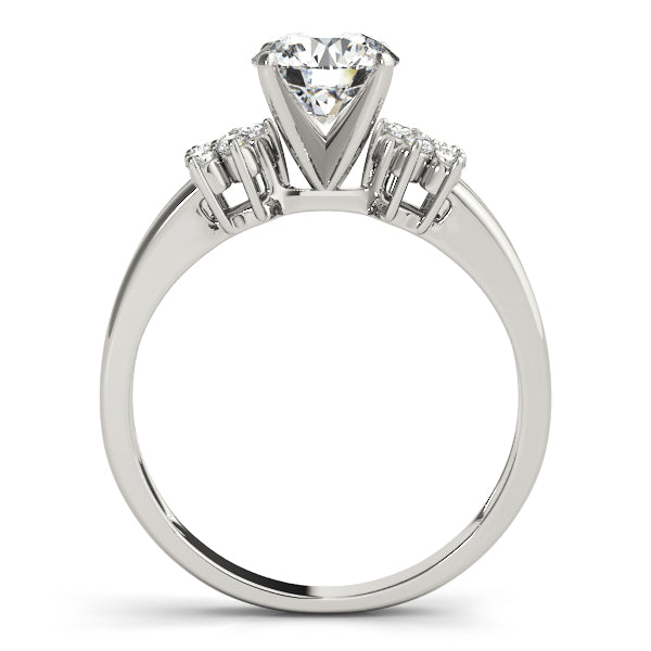 Crowned Cluster Sides Round Diamond Engagement Ring — 9K/18K Gold & Platinum