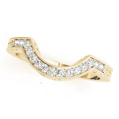 Antique Milgrain Curved Half Eternity Ring in Gold & Platinum