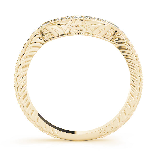 Antique Milgrain Curved Half Eternity Ring in Gold & Platinum
