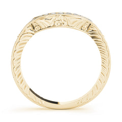 Antique Milgrain Curved Half Eternity Ring in Gold & Platinum