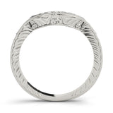 Antique Milgrain Curved Half Eternity Ring in Gold & Platinum