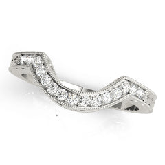Antique Milgrain Curved Half Eternity Ring in Gold & Platinum
