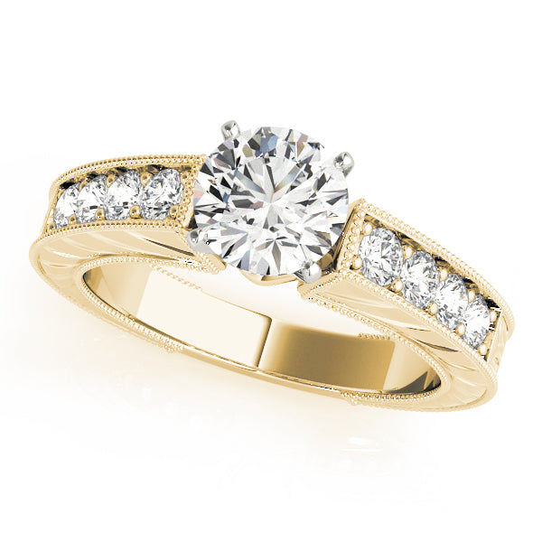 Splendid Antique Round Diamond Engagement Ring — 9K/18K Gold & Platinum