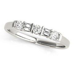 Fancy Baguette Half Eternity Ring in Gold & Platinum