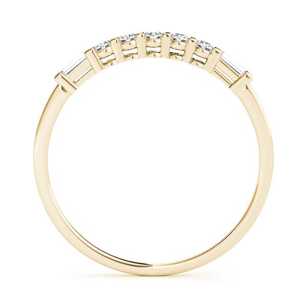 Fancy Baguette Half Eternity Ring in Gold & Platinum