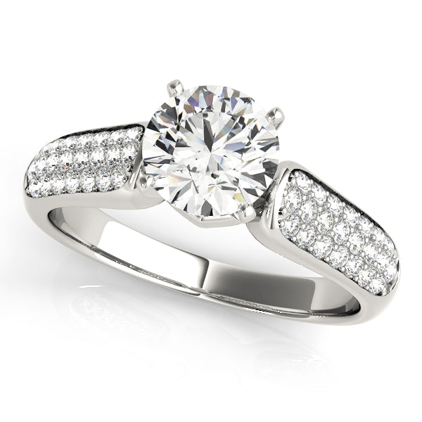 Resplendent Pave Round Diamond Engagement Ring — 9K/18K Gold & Platinum