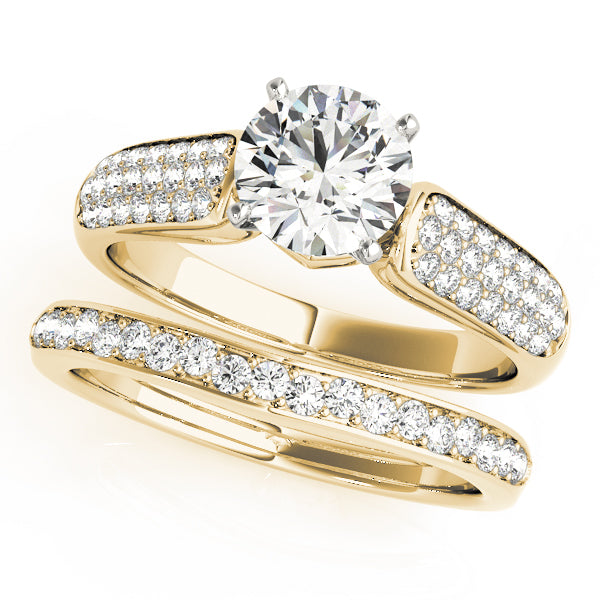 Resplendent Pave Round Diamond Engagement Ring — 9K/18K Gold & Platinum