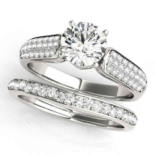 Resplendent Pave Round Diamond Engagement Ring — 9K/18K Gold & Platinum