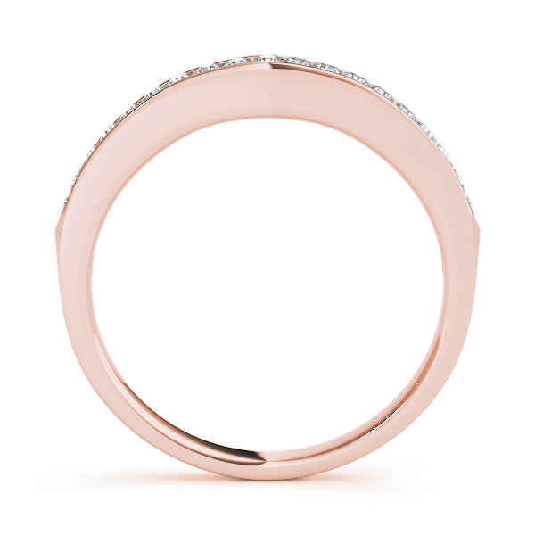 Curved Bands Half Eternity Ring in Gold & Platinum