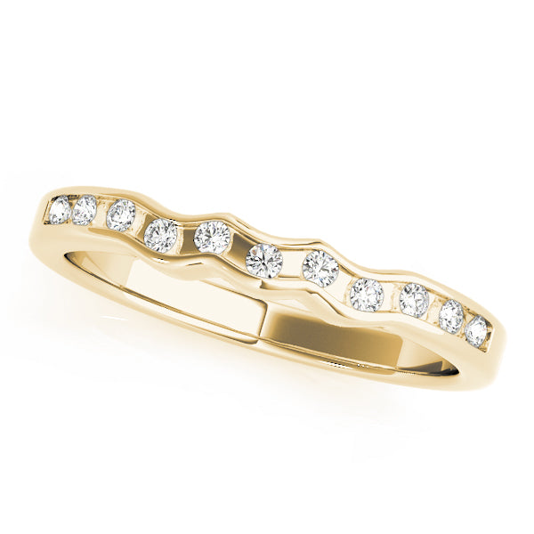 Curved Bands Half Eternity Ring in Gold & Platinum