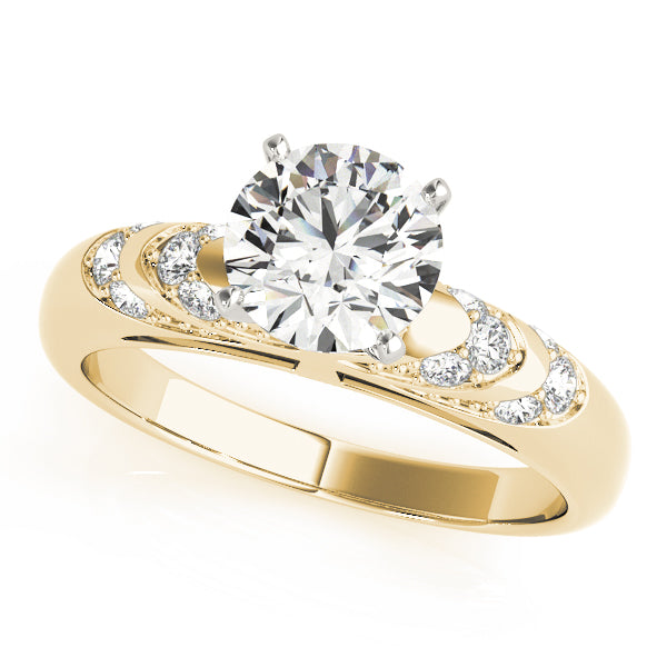 Noble Antique Round Diamond Engagement Ring — 9K/18K Gold & Platinum