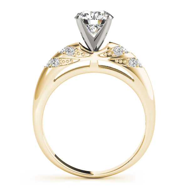 Noble Antique Round Diamond Engagement Ring — 9K/18K Gold & Platinum