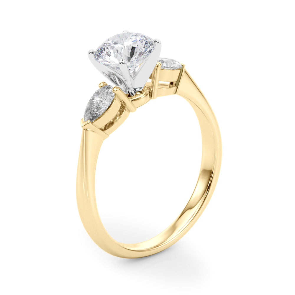 Timeless Three-Stone Pear Diamond Engagement Ring — 9K/18K Gold & Platinum