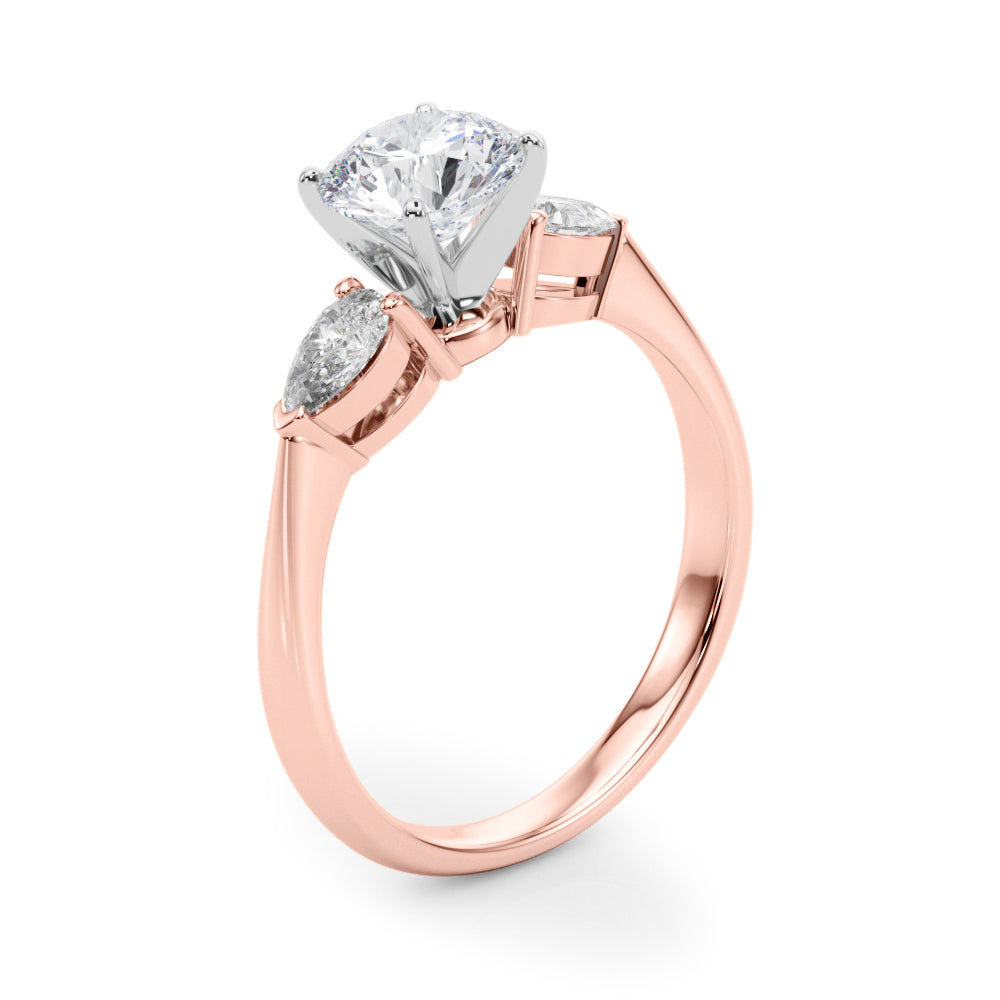 Timeless Three-Stone Pear Diamond Engagement Ring — 9K/18K Gold & Platinum