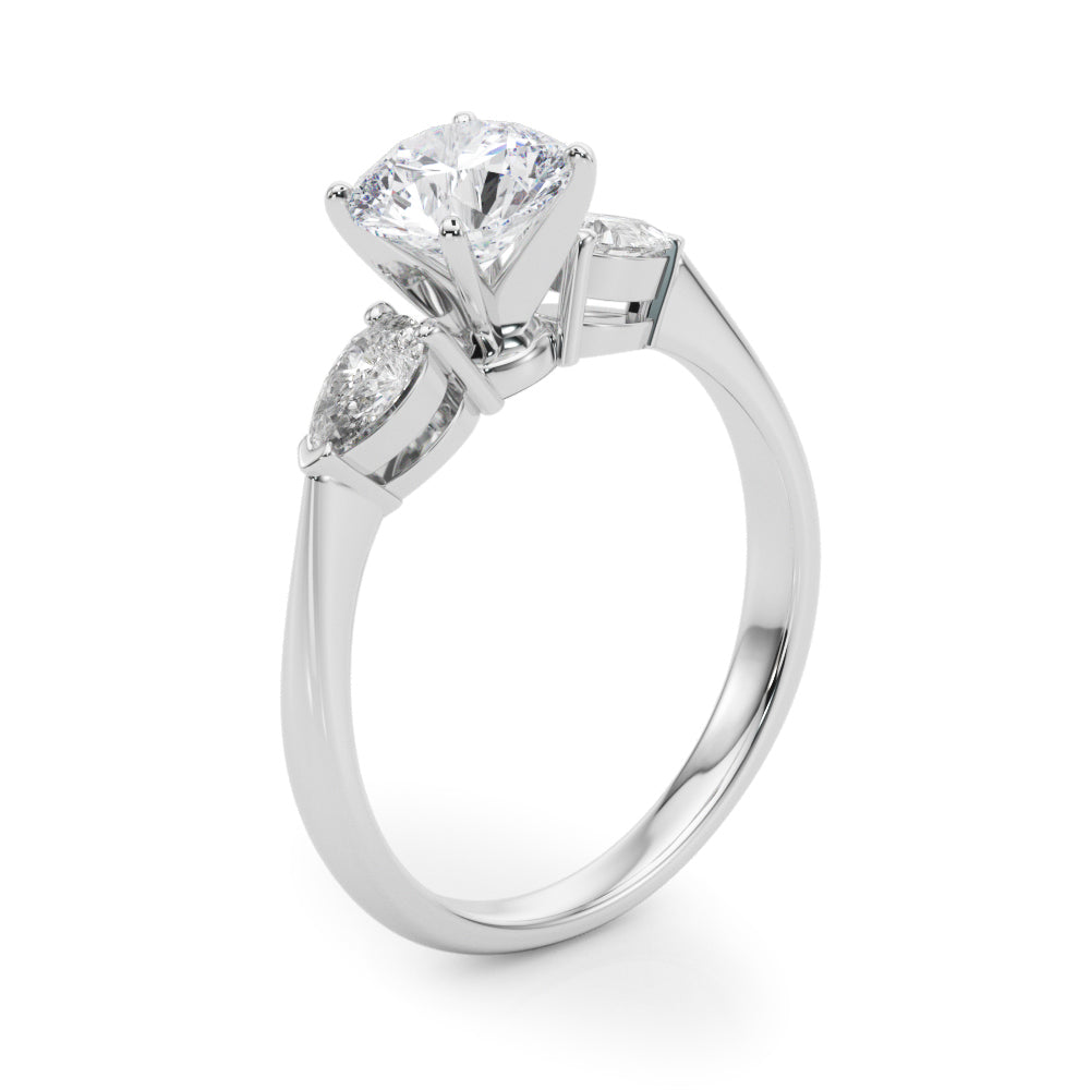 Timeless Three-Stone Pear Diamond Engagement Ring — 9K/18K Gold & Platinum