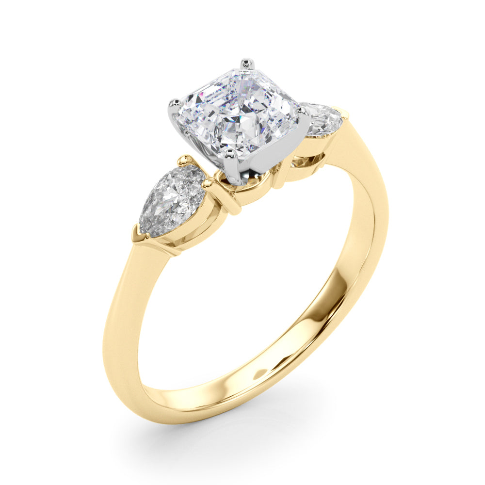 Timeless Three-Stone Pear Diamond Engagement Ring — 9K/18K Gold & Platinum