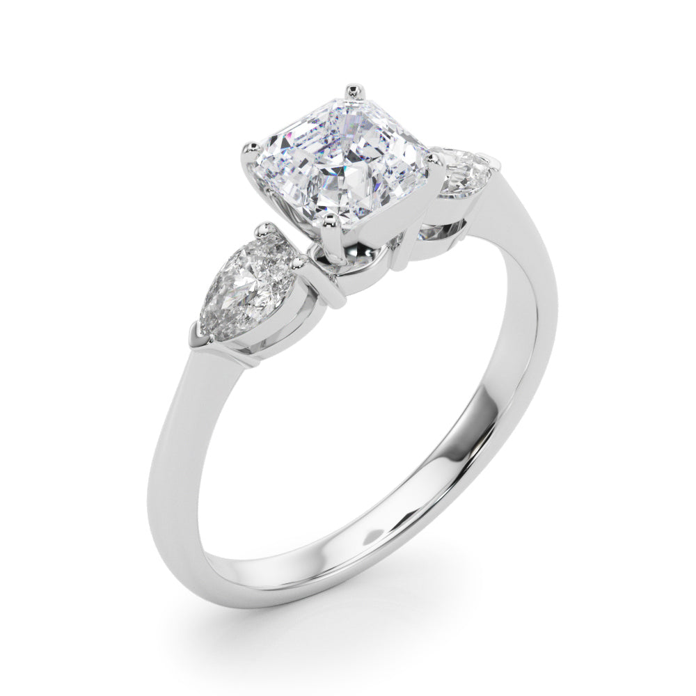 Timeless Three-Stone Pear Diamond Engagement Ring — 9K/18K Gold & Platinum
