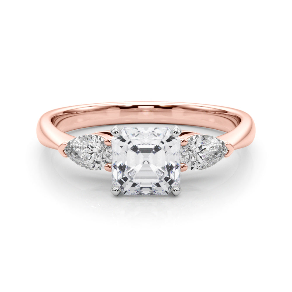 Timeless Three-Stone Pear Diamond Engagement Ring — 9K/18K Gold & Platinum
