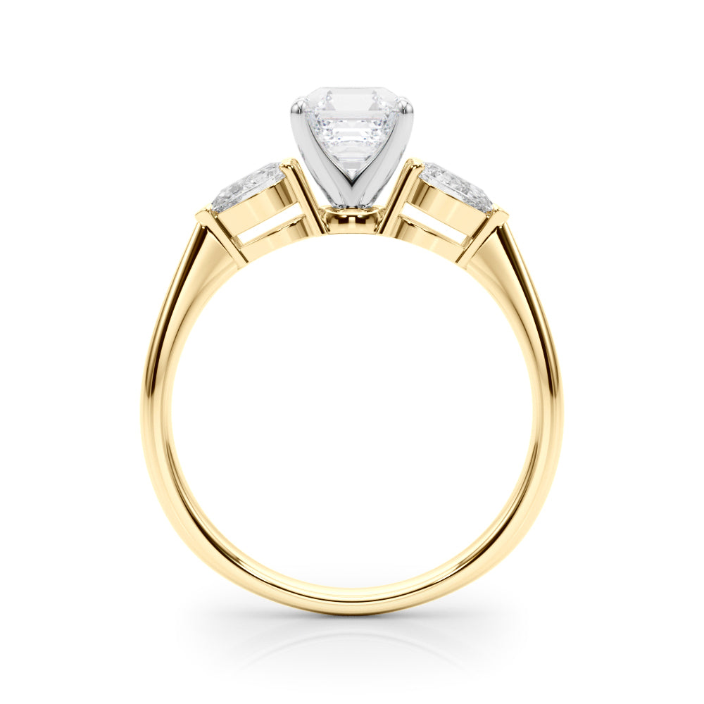 Timeless Three-Stone Pear Diamond Engagement Ring — 9K/18K Gold & Platinum
