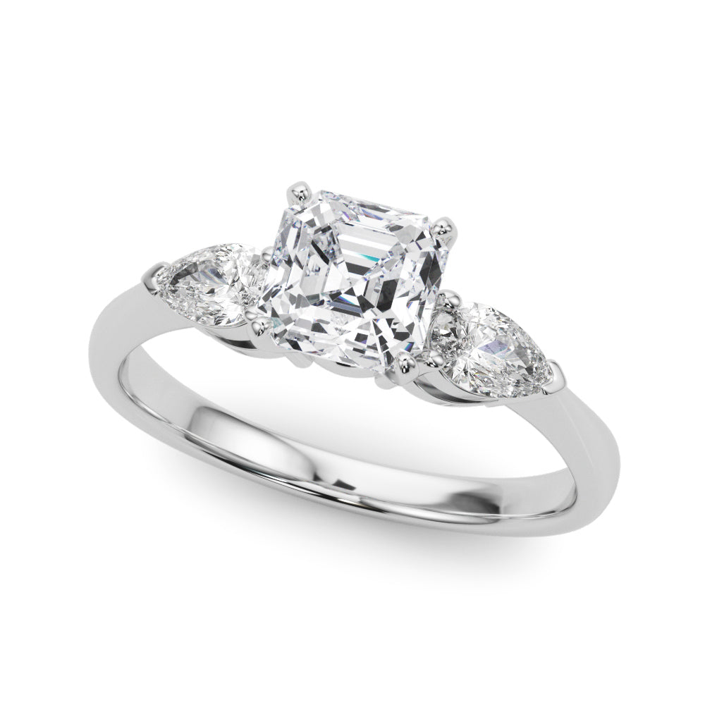 Timeless Three-Stone Pear Diamond Engagement Ring — 9K/18K Gold & Platinum