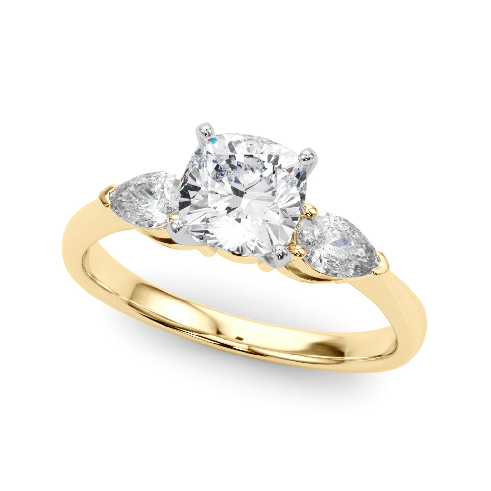 Timeless Three-Stone Pear Diamond Engagement Ring — 9K/18K Gold & Platinum