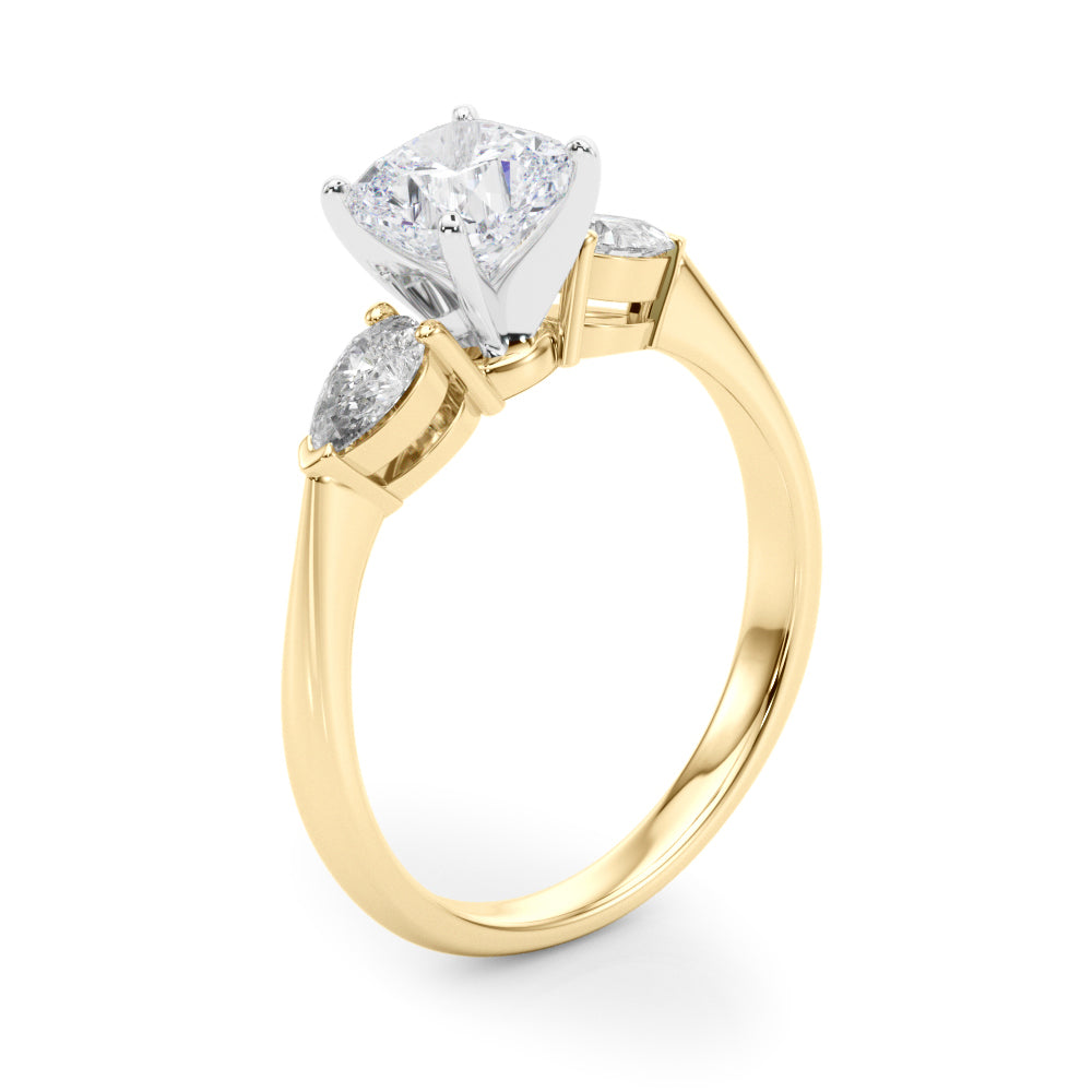 Timeless Three-Stone Pear Diamond Engagement Ring — 9K/18K Gold & Platinum