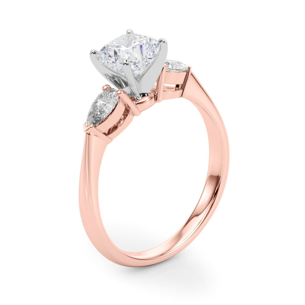 Timeless Three-Stone Pear Diamond Engagement Ring — 9K/18K Gold & Platinum