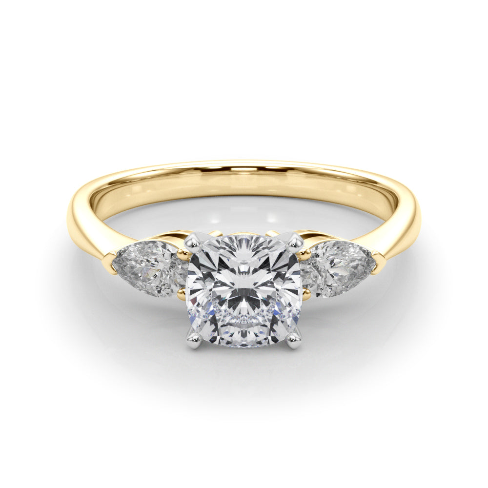 Timeless Three-Stone Pear Diamond Engagement Ring — 9K/18K Gold & Platinum