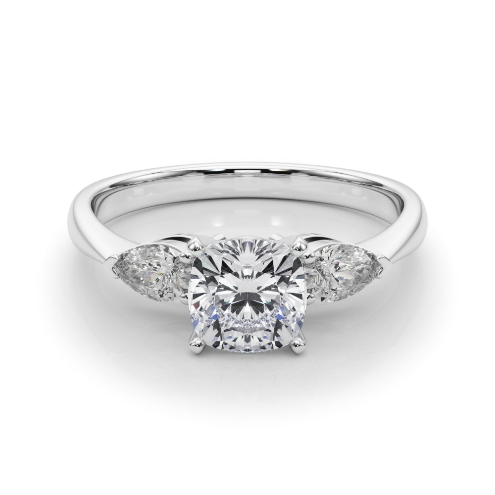 Timeless Three-Stone Pear Diamond Engagement Ring — 9K/18K Gold & Platinum