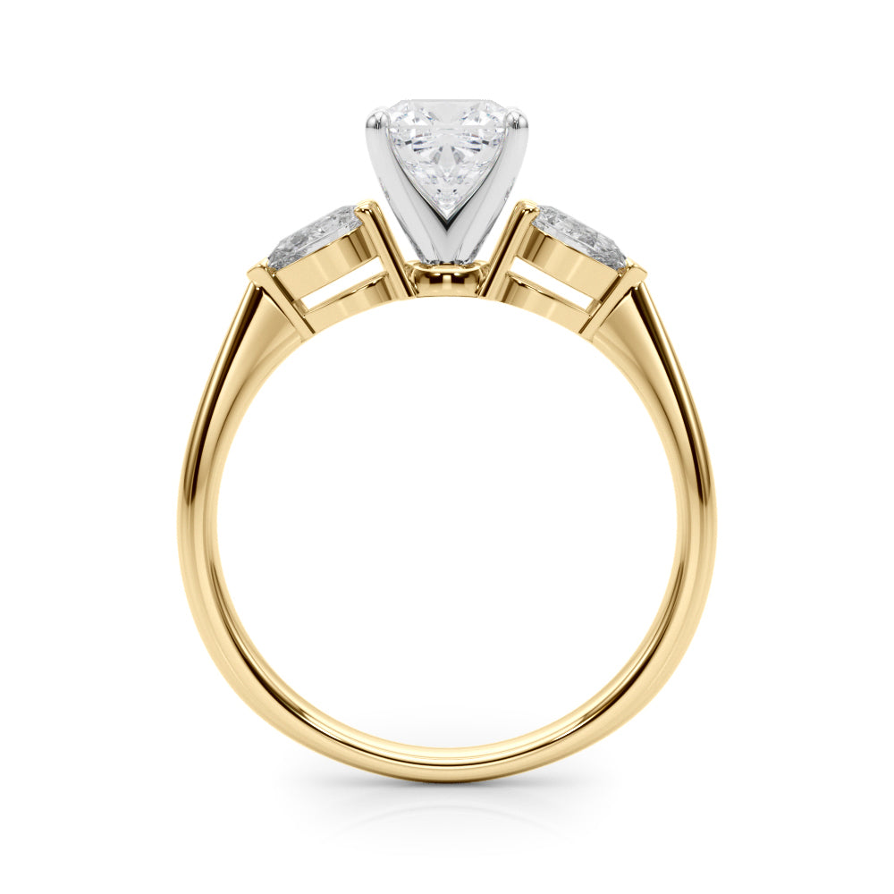 Timeless Three-Stone Pear Diamond Engagement Ring — 9K/18K Gold & Platinum