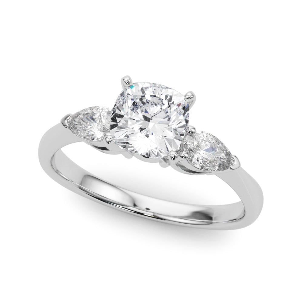 Timeless Three-Stone Pear Diamond Engagement Ring — 9K/18K Gold & Platinum