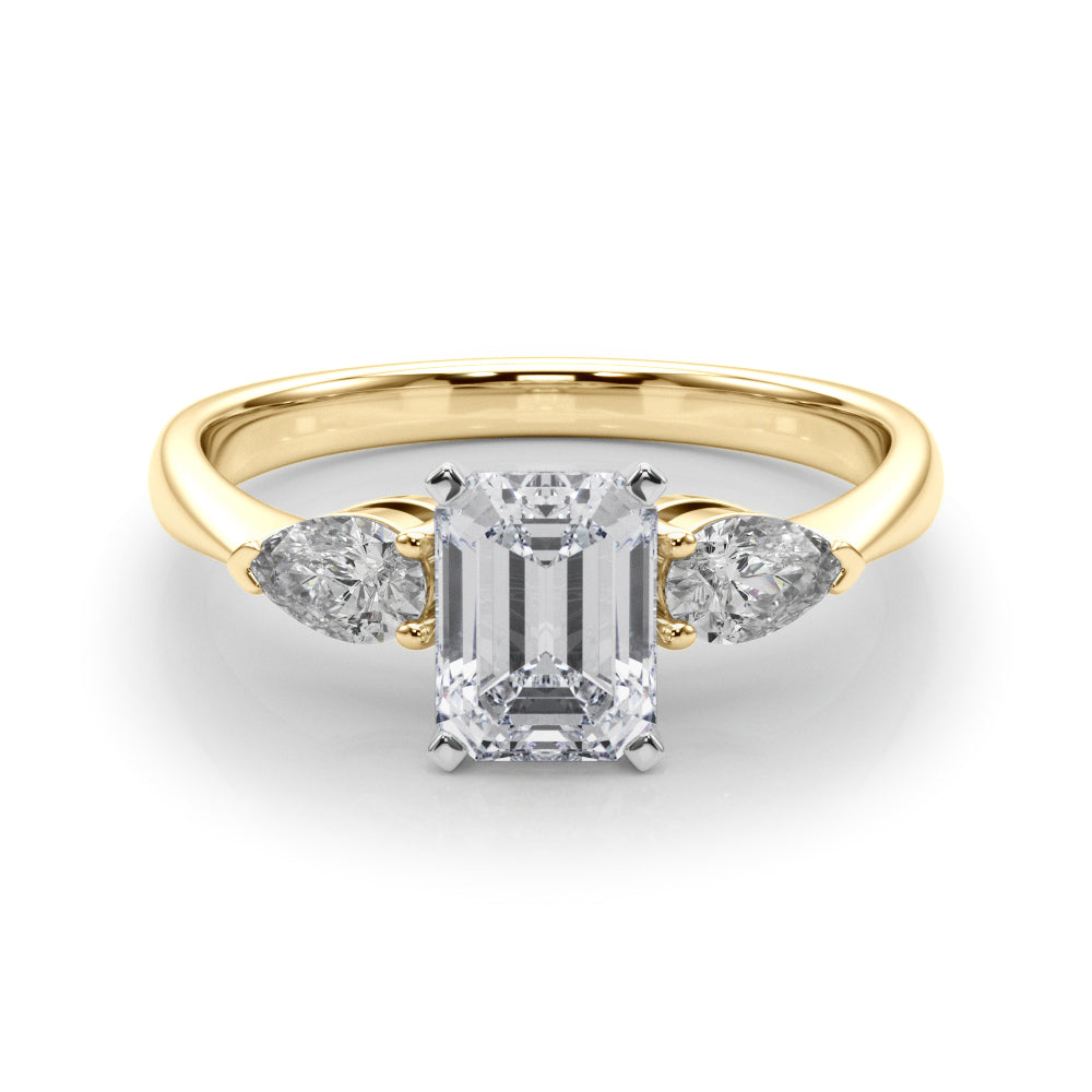 Timeless Three-Stone Pear Diamond Engagement Ring — 9K/18K Gold & Platinum