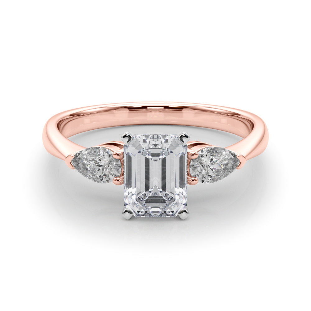 Timeless Three-Stone Pear Diamond Engagement Ring — 9K/18K Gold & Platinum