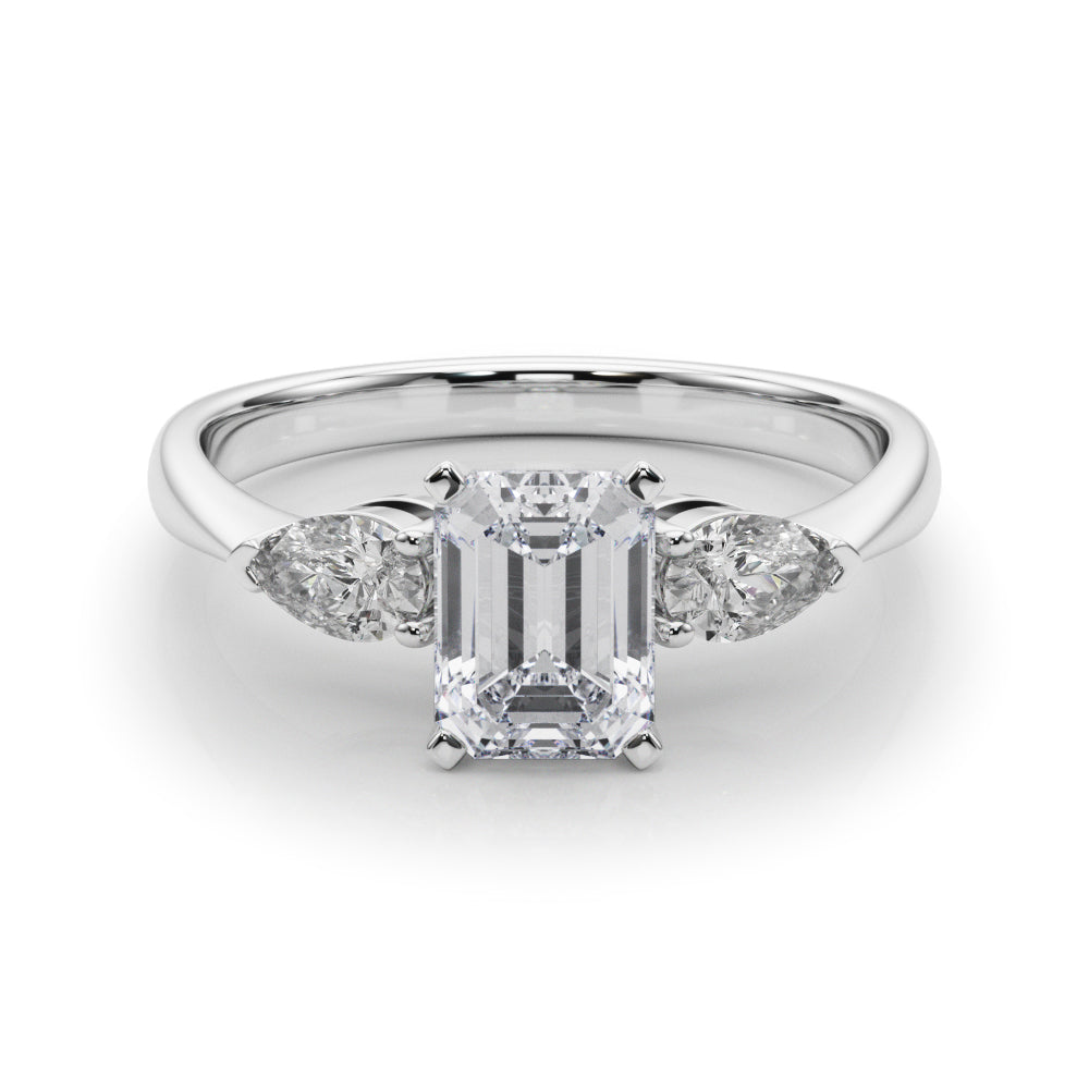 Timeless Three-Stone Pear Diamond Engagement Ring — 9K/18K Gold & Platinum
