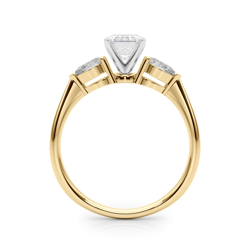 Timeless Three-Stone Pear Diamond Engagement Ring — 9K/18K Gold & Platinum
