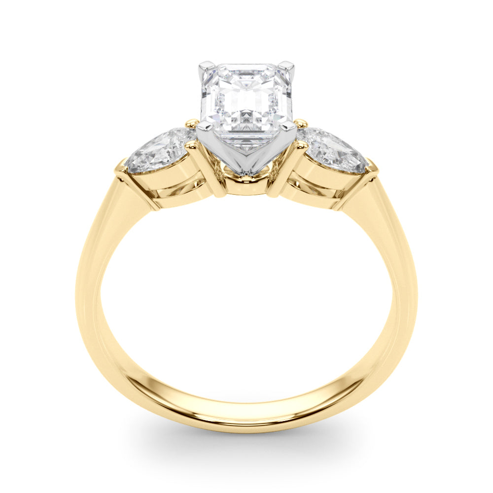 Timeless Three-Stone Pear Diamond Engagement Ring — 9K/18K Gold & Platinum