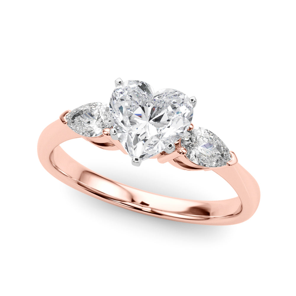 Timeless Three-Stone Pear Diamond Engagement Ring — 9K/18K Gold & Platinum