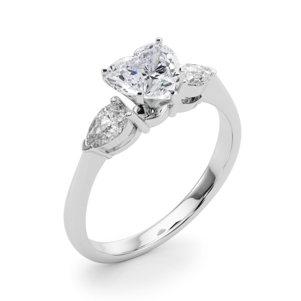 Timeless Three-Stone Pear Diamond Engagement Ring — 9K/18K Gold & Platinum