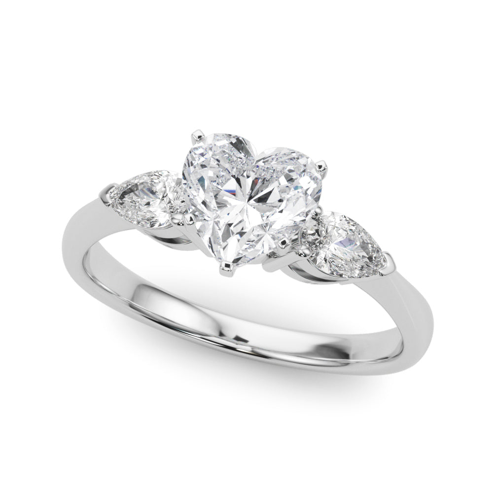 Timeless Three-Stone Pear Diamond Engagement Ring — 9K/18K Gold & Platinum