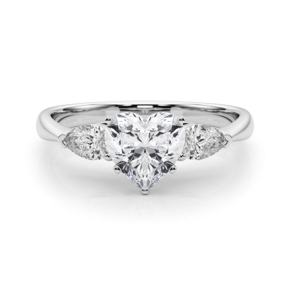 Timeless Three-Stone Pear Diamond Engagement Ring — 9K/18K Gold & Platinum